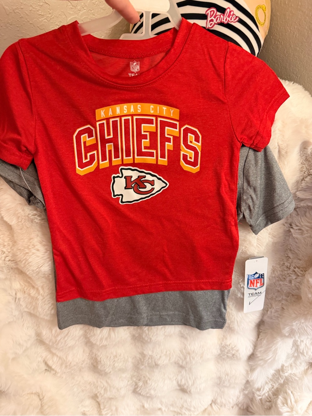 NFL Kansas City Chiefs Red Tee with Gray Hem and Sleeves